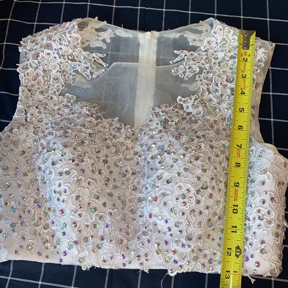 Gorgeous Two Piece w Swarovski Crystals Beading Formal Dress White S M L Skirt - Picture 5 of 15